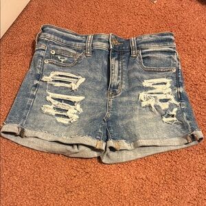 American Eagle Outfitters Blue Jean Shorts with Distressed Vintage Look